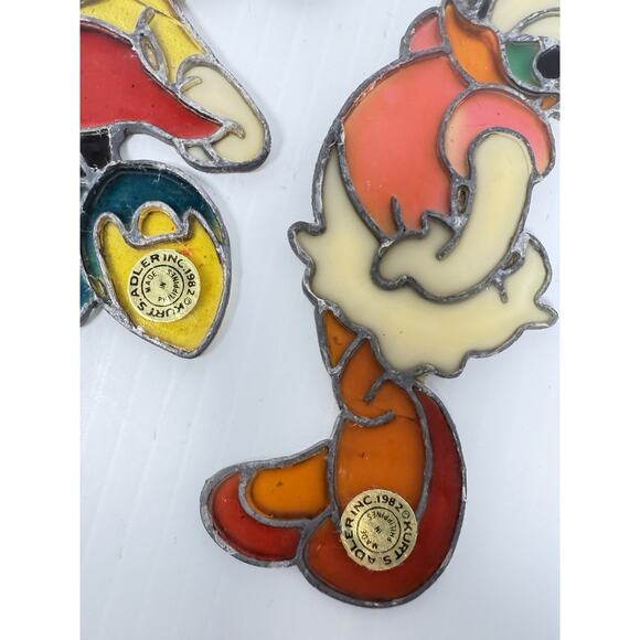Disney Kurt Adler Stained Glass Christmas Ornaments 1982 Donald Daisy Minnie - Picture 9 of 9